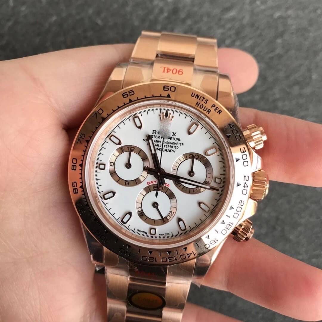 REPLICA ROLEX DAYTONA M116505-0010 NOOB FACTORY ROSE GOLD WHITE DIAL
