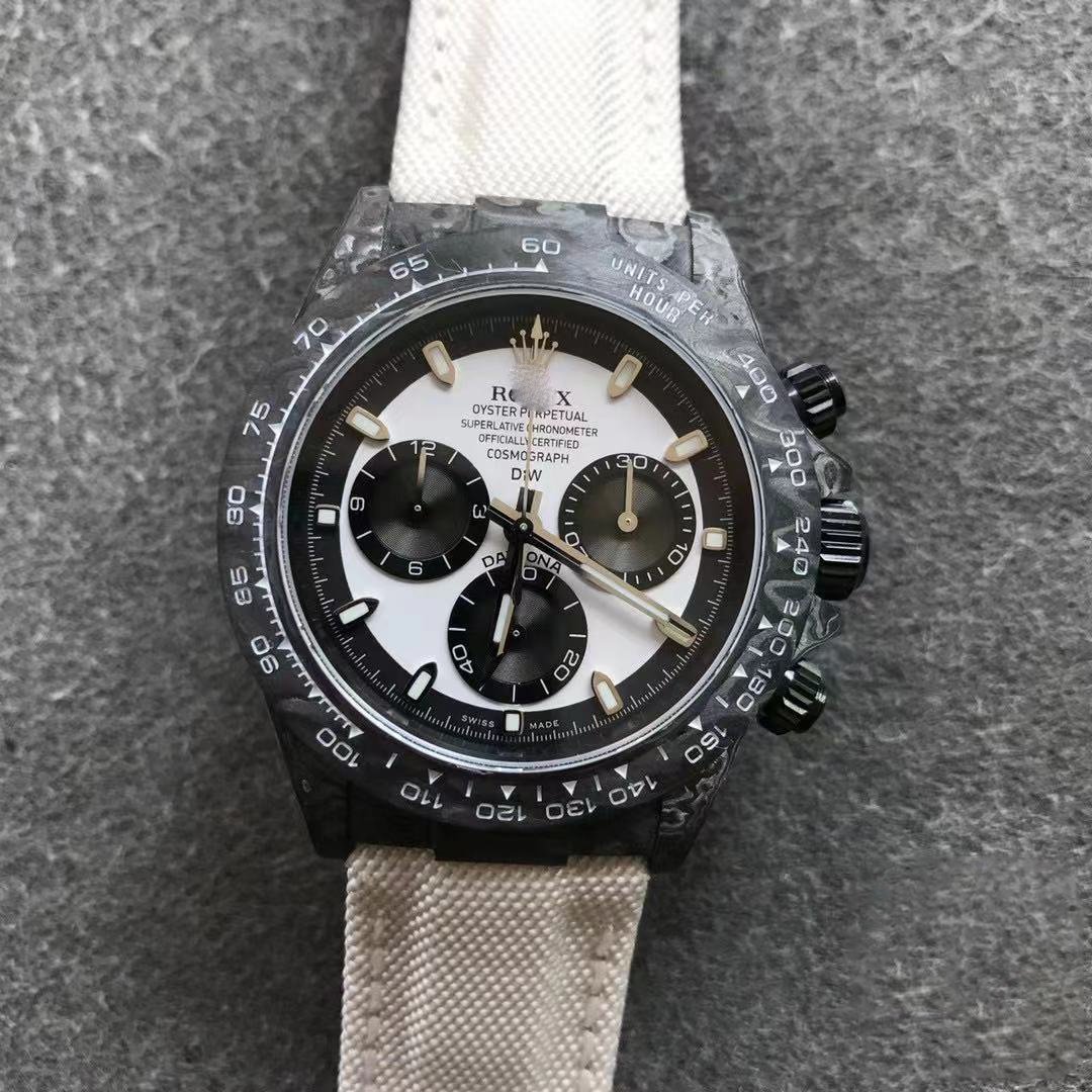 REPLICA ROLEX DAYTONA COSMOGRAPH CARBON FIBER DIW CUSTOMIZED VERSION NOOB FACTORY WHITE DIAL - 图片 4