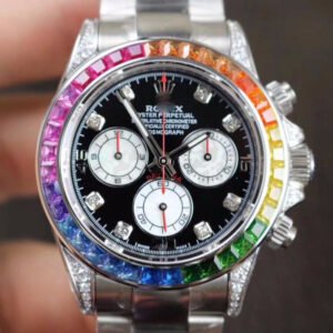 REPLICA ROLEX DAYTONA COSMOGRAPH RAINBOW 116595RBOW BL FACTORY BLACK DIAL