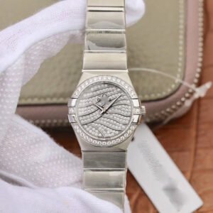 REPLICA OMEGA CONSTELLATION QUARTZ LADIES 27MM TW FACTORY WHITE GOLD DIAMOND DIAL