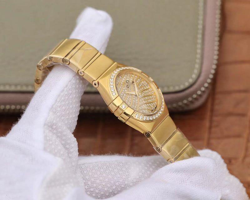 REPLICA OMEGA CONSTELLATION LADIES 27MM TW FACTORY 18K YELLOW GOLD TEXTURED DIAMOND DIAL - 图片 3