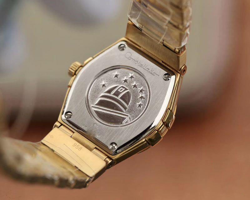REPLICA OMEGA CONSTELLATION LADIES 27MM TW FACTORY 18K YELLOW GOLD TEXTURED DIAMOND DIAL - 图片 5